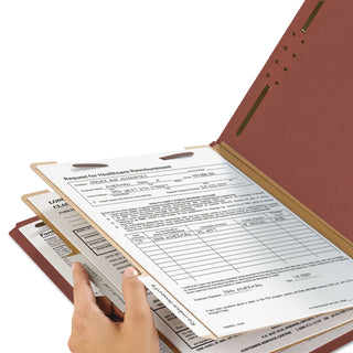 Smead™ 100% Recycled Pressboard Classification Folders, 2 Dividers, Letter Size, Red, 10/Box (SMD14024)