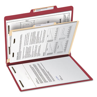 Smead™ Colored Top Tab Classification Folders, 1 Divider, Letter Size, Red, 10/Box (SMD13703)