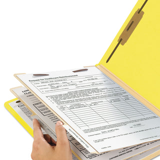 Smead™ Colored Top Tab Classification Folders, 2 Dividers, Letter Size, Yellow, 10/Box (SMD14004)