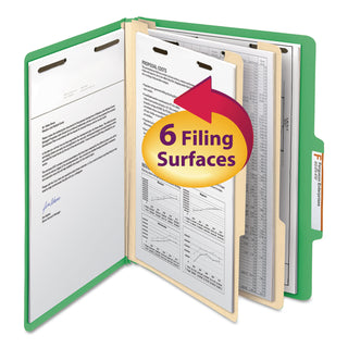 Smead™ Colored Top Tab Classification Folders, 2 Dividers, Letter Size, Green, 10/Box (SMD14002)