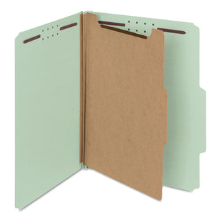 Smead™ 100% Recycled Pressboard Classification Folders, 1 Divider, Letter Size, Gray-Green, 10/Box (SMD13723)