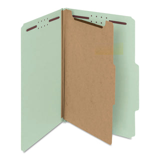Smead™ 100% Recycled Pressboard Classification Folders, 1 Divider, Legal Size, Gray-Green, 10/Box (SMD18722)