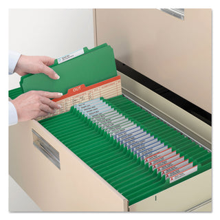 Smead™ Four-Section Pressboard Top Tab Classification Folders with SafeSHIELD Fasteners, 1 Divider, Letter Size, Green, 10/Box (SMD13733)