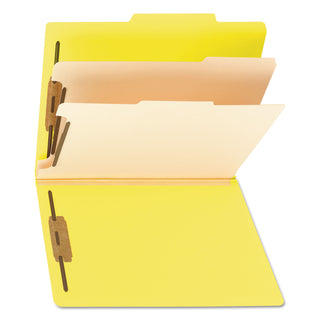 Smead™ Colored Top Tab Classification Folders, 2 Dividers, Letter Size, Yellow, 10/Box (SMD14004)