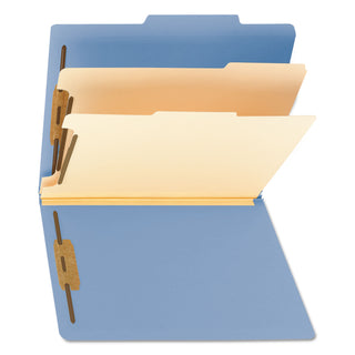 Smead™ Colored Top Tab Classification Folders, 2 Dividers, Letter Size, Blue, 10/Box (SMD14001)