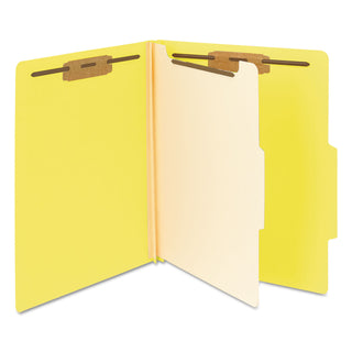 Smead™ Colored Top Tab Classification Folders, 1 Divider, Letter Size, Yellow, 10/Box (SMD13704)