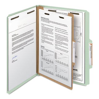 Smead™ 100% Recycled Pressboard Classification Folders, 3 Dividers, Legal Size, Gray-Green, 10/Box (SMD19093)