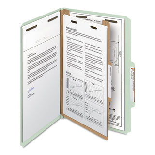 Smead™ 100% Recycled Pressboard Classification Folders, 1 Divider, Legal Size, Gray-Green, 10/Box (SMD18722)