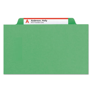 Smead™ Colored Top Tab Classification Folders, 2 Dividers, Letter Size, Green, 10/Box (SMD14002)