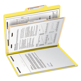 Smead™ Colored Top Tab Classification Folders, 1 Divider, Letter Size, Yellow, 10/Box (SMD13704)