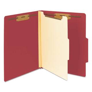 Smead™ Colored Top Tab Classification Folders, 1 Divider, Letter Size, Red, 10/Box (SMD13703)