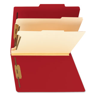 Smead™ Colored Top Tab Classification Folders, 2 Dividers, Letter Size, Red, 10/Box (SMD14003)