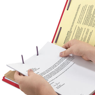 Smead™ 6-Section Pressboard Top Tab Pocket-Style Classification Folders with SafeSHIELD Fasteners, 2 Dividers, Legal, Red, 10/BX (SMD19082)