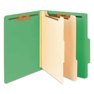 Smead™ Colored Top Tab Classification Folders, 2 Dividers, Letter Size, Green, 10/Box (SMD14002)