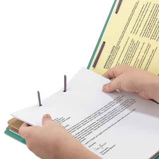 Smead™ 6-Section Pressboard Top Tab Pocket-Style Classification Folders with SafeSHIELD Fasteners, 2 Dividers, Legal, Green, 10/BX (SMD19083)