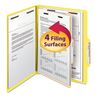 Smead™ Colored Top Tab Classification Folders, 1 Divider, Letter Size, Yellow, 10/Box (SMD13704)