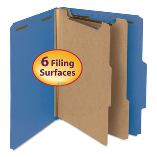 Smead™ 100% Recycled Pressboard Classification Folders, 2 Dividers, Letter Size, Dark Blue, 10/Box (SMD14062)