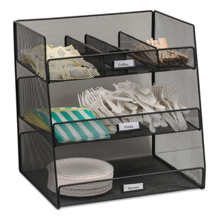 Safco® Onyx Breakroom Organizers, 3 Compartments,14.625x11.75x15, Steel Mesh, Black (SAF3293BL)