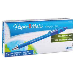 Papermate® FlexGrip Ultra Retractable Ballpoint Pen, Medium 1mm, Blue Ink/Barrel, Dozen (PAP9510131)