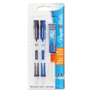 Papermate® Clear Point Mechanical Pencil, 0.5 mm, HB (#2.5), Black Lead, Randomly Assorted Barrel Colors, 2/Pack (PAP34666PP)