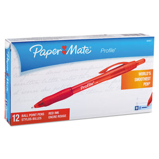 Papermate® Profile Retractable Ballpoint Pen, Bold 1.4mm, Red Ink/Barrel, Dozen (PAP89467)