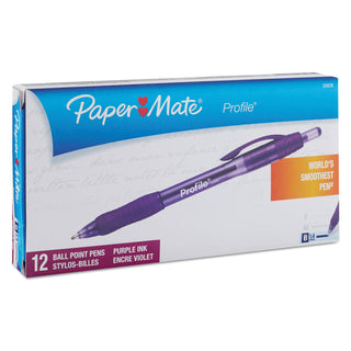 Papermate® Profile Retractable Ballpoint Pen, Bold 1.4mm, Purple Ink/Barrel, Dozen (PAP35830)
