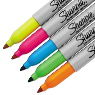Sharpie® Neon Permanent Markers, Fine Bullet Tip, Assorted Colors, 5/Pack (SAN1860443)