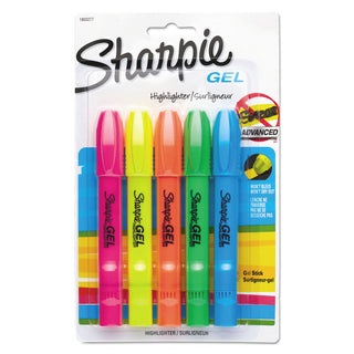 Sharpie® Gel Highlighters, Bullet Tip, Assorted Colors, 5/Set (SAN1803277)