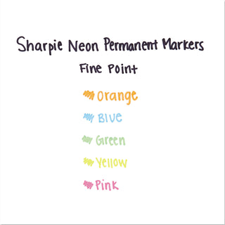 Sharpie® Neon Permanent Markers, Fine Bullet Tip, Assorted Colors, 5/Pack (SAN1860443)
