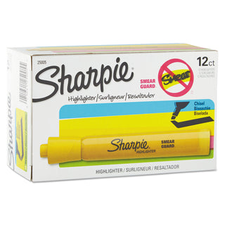 Sharpie® Tank Style Highlighters, Chisel Tip, Yellow, Dozen (SAN25005)