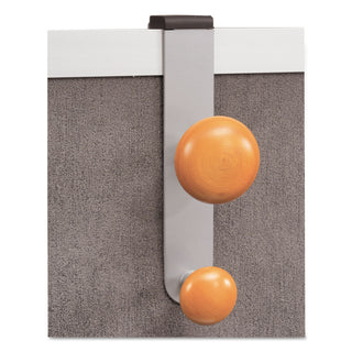 Alba™ Cubicle Garment Peg, 2-Hook, 1 1/5 x 1 3/8 x 7 9/10, Metallic Gray (ABAPM2PARTBO)