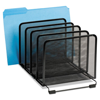 Rolodex™ Mesh Stacking Sorter, 5 Sections, Letter to Legal Size Files, 8.25" x 14.38" x 7.88", Black (ROL22141)