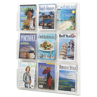 Safco® Reveal Clear Literature Displays, 9 Compartments, 30w x 2d x 36.75h, Clear (SAF5603CL)