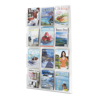 Safco® Reveal Clear Literature Displays, 12 Compartments, 30w x 2d x 49h, Clear (SAF5602CL)