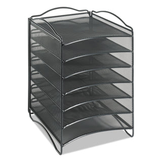 Safco® Onyx Steel Mesh Lliterature Sorter, Six Compartments, Black (SAF9431BL)