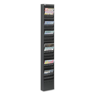 Safco® Steel Magazine Rack, 23 Compartments, 10w x 4d x 65.5h, Black (SAF4322BL)