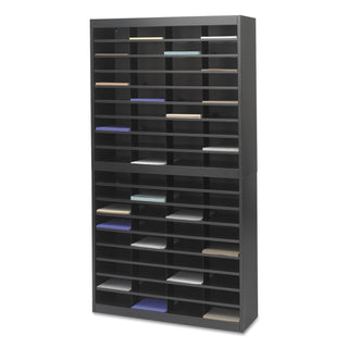 Safco® Steel/Fiberboard E-Z Stor Sorter, 72 Sections, 37 1/2 x 12 3/4 x 71, Black (SAF9241BLR)