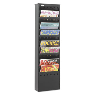 Safco® Steel Magazine Rack, 11 Compartments, 10w x 4d x 36.25h, Black (SAF4321BL)