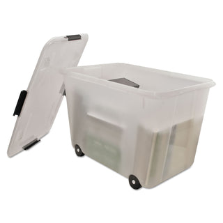 Advantus Rolling 15-Gal. Storage Box, Letter/Legal Files, 23.75" x 15.75" x 15.75", Clear (AVT34009)
