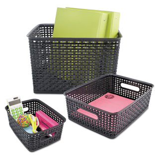 Advantus Weave Bins, 14.25 x 10.25 x 4.75, Black, 2/Pack (AVT40327)