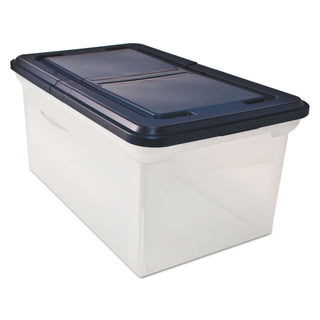 Innovative Storage Designs Extra-Capacity 28" File Tote, Letter Files, 23.25" x 14.25" x 10.63", Clear/Navy (AVT55797)