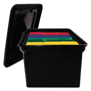 Advantus File Tote with Lid, Letter/Legal Files, 14.13" x 18" x 10.75", Black (AVT34052)