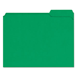 Universal® Reinforced Top-Tab File Folders, 1/3-Cut Tabs: Assorted, Letter Size, 1" Expansion, Green, 100/Box (UNV16162)