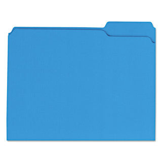 Universal® Reinforced Top-Tab File Folders, 1/3-Cut Tabs: Assorted, Letter Size, 1" Expansion, Blue, 100/Box (UNV16161)