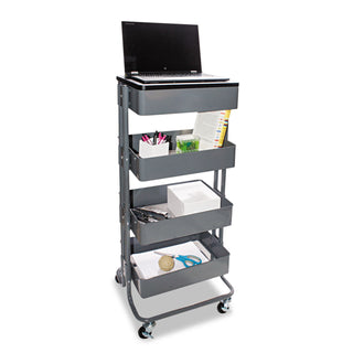 Vertiflex® Multi-Use Storage Cart/Stand-Up Workstation, 15.25w x 11.25d x 18.5 to 39h, Gray (VRTVF51025)