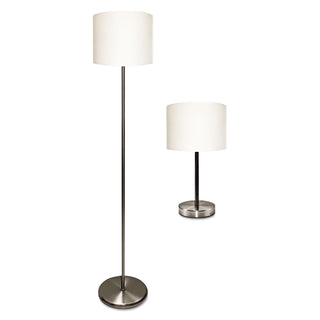 Ledu® Slim Line Lamp Set, Table 12 5/8" High and Floor 61.5" High, 12"; 6"w x 61.5"; 12.63"h, Silver (LEDL9135)
