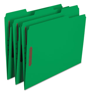 Smead™ Top Tab Colored 2-Fastener Folders, 1/3-Cut Tabs, Letter Size, Green, 50/Box (SMD12140)