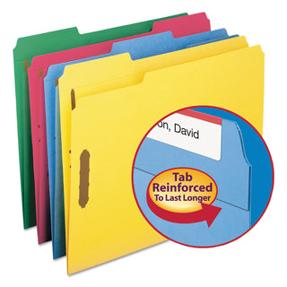 Smead™ Top Tab Colored 2-Fastener Folders, 1/3-Cut Tabs, Letter Size, Assorted, 50/Box (SMD11975)