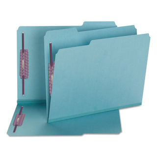 Smead™ Colored Pressboard Folders with Two SafeSHIELD Coated Fasteners, 1/3-Cut Tabs, Letter Size, Blue, 25/Box (SMD14937)