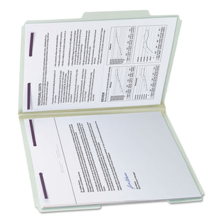 Smead™ Recycled Pressboard Folders w/Two SafeSHIELD Fasteners, 2/5-Cut Tab, Right of Center, 2" Exp, Letter Size, Gray-Green, 25/Box (SMD14982)